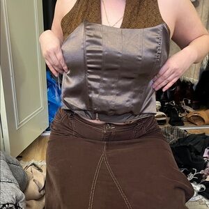 Brown and Gray Halter Top
